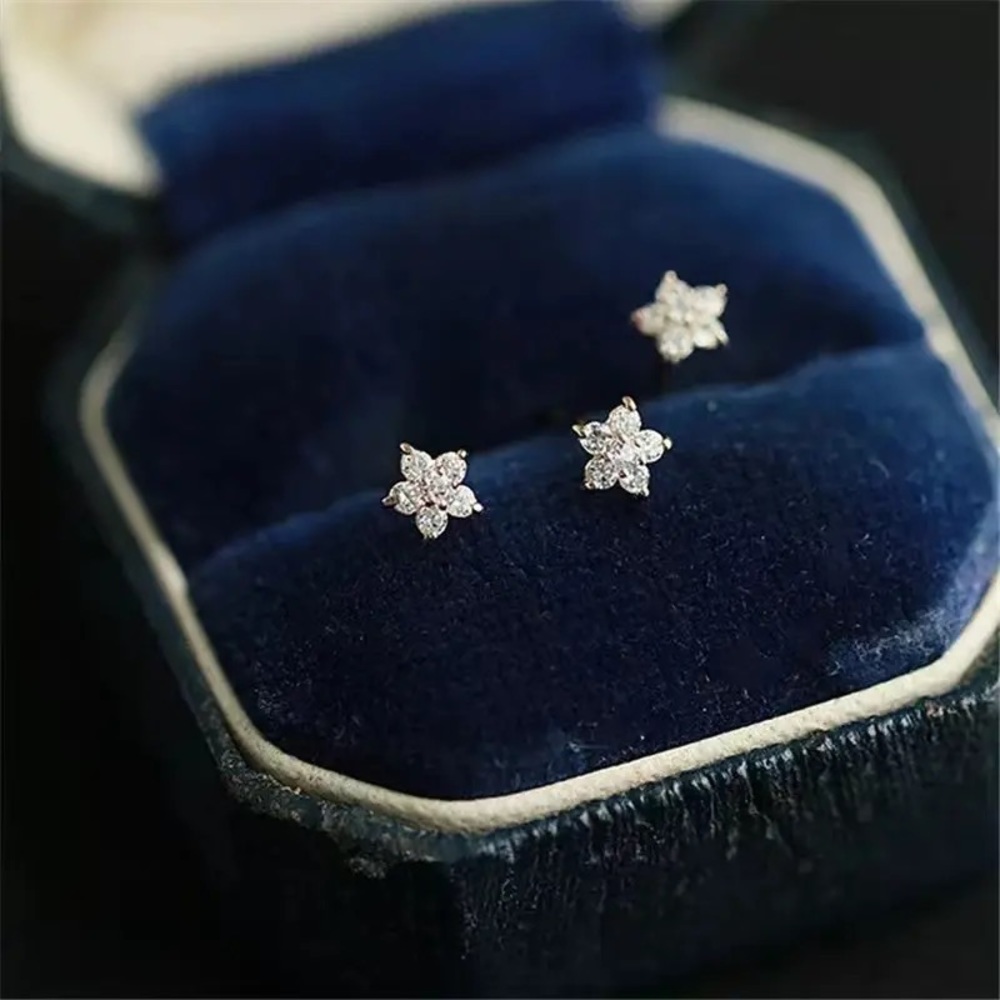 18K gold plated stud flower earrings